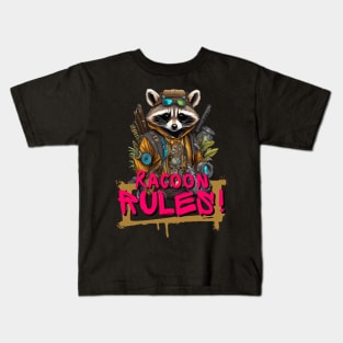 Raccoon Punk Style Colorful and Edgy Vector Design Kids T-Shirt